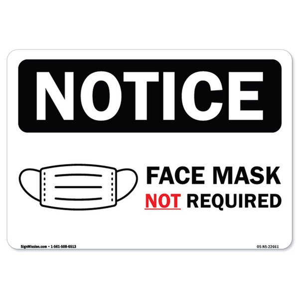Signmission Public Sign, Face Mask Not Required, 24in X 18in Aluminum Sign, 18" W, 24" L, Face Mask Not Required OS-NS-A-1824-22661